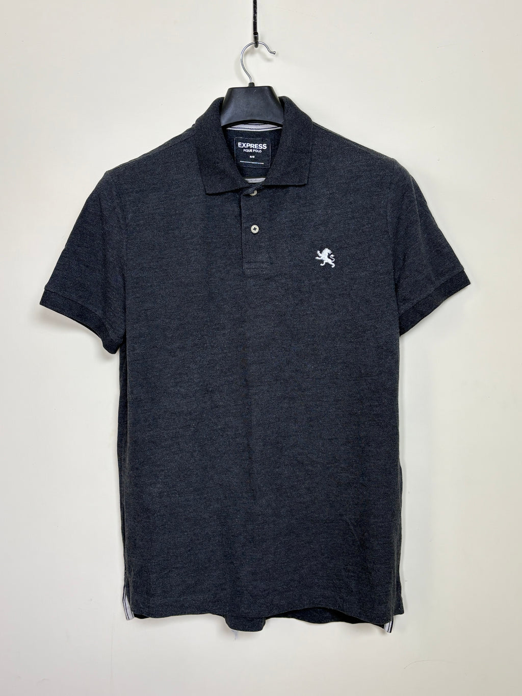 Express Men's Signature Lion Logo Pique Polo - Charcoal Heather