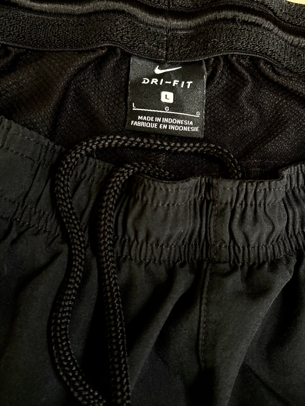 Nike Dri-FIT Performance Running Shorts - Black with Zippered Pocket and Reflective Swoosh