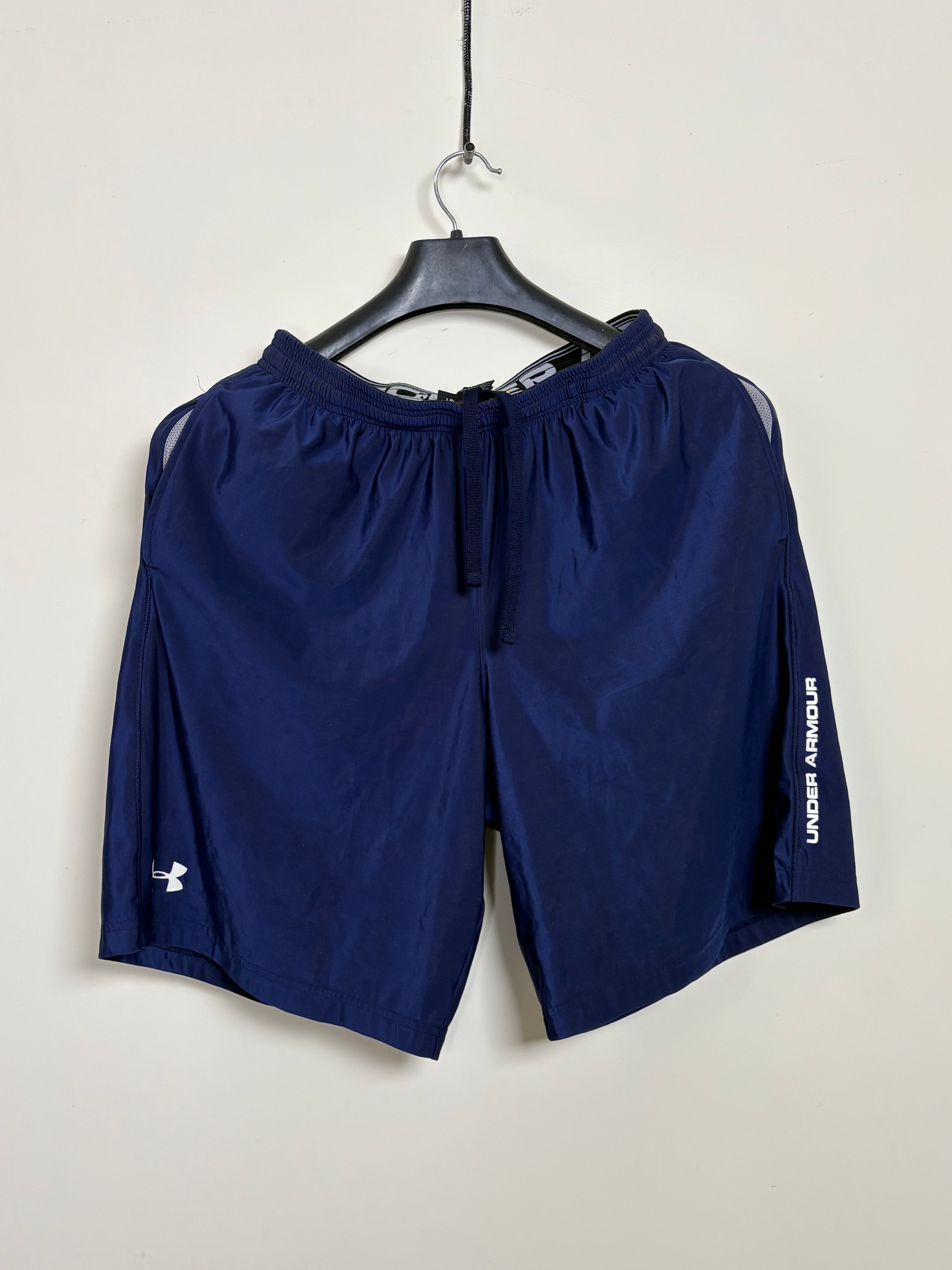 Under Armour Men's Tactical Training Shorts - Navy Blue with Vertical Wordmark Logo