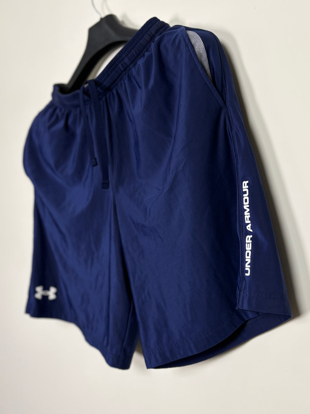 Under Armour Men's Tactical Training Shorts - Navy Blue with Vertical Wordmark Logo