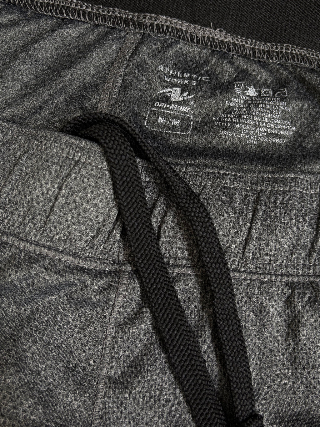 Athletic Works Men's Heathered Performance Shorts - Charcoal Gray with Contrast Stitching