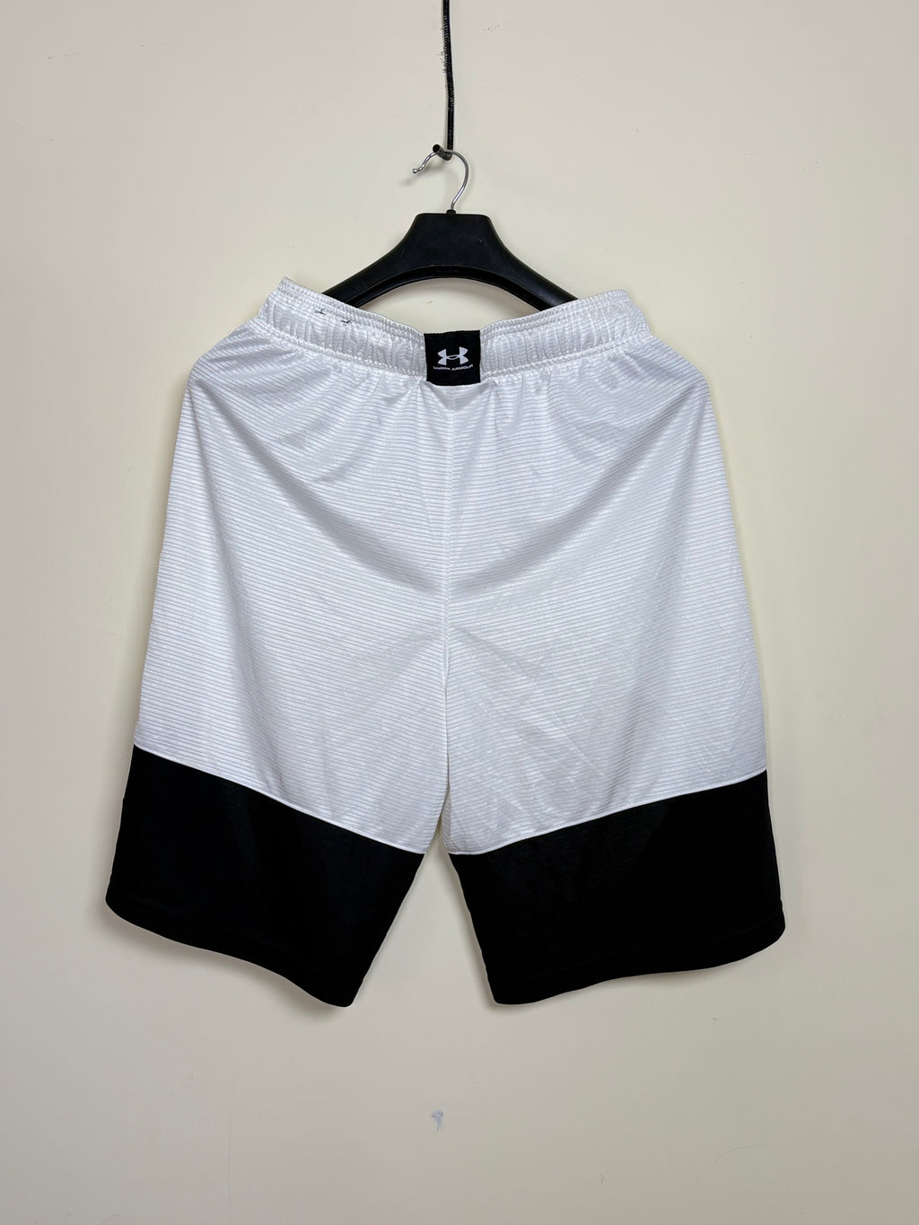 Under Armour Men's HeatGear Athletic Shorts - White with Contrast Black Hem & Logo