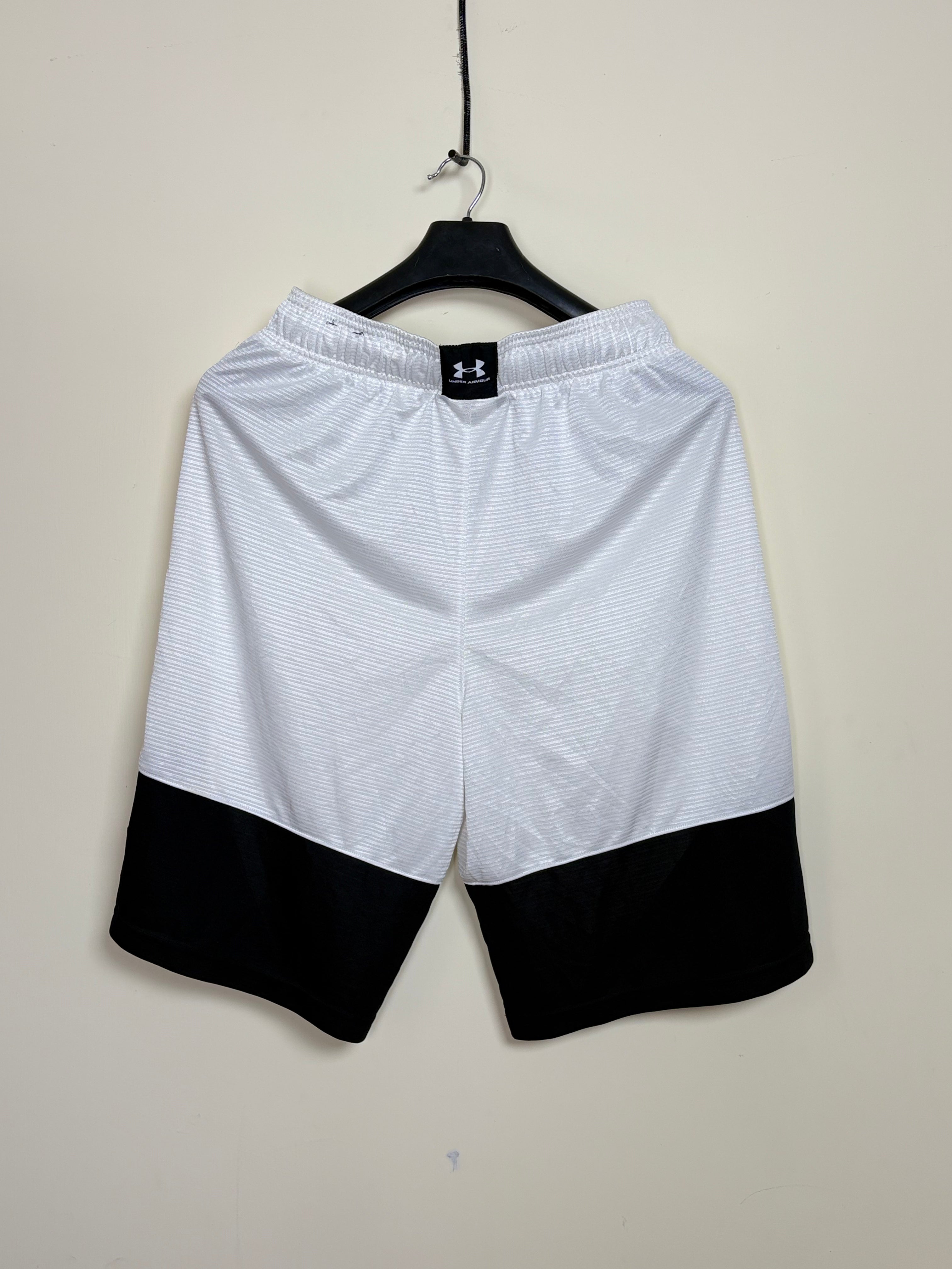 Under Armour Men's HeatGear Athletic Shorts - White with Contrast Black Hem & Logo