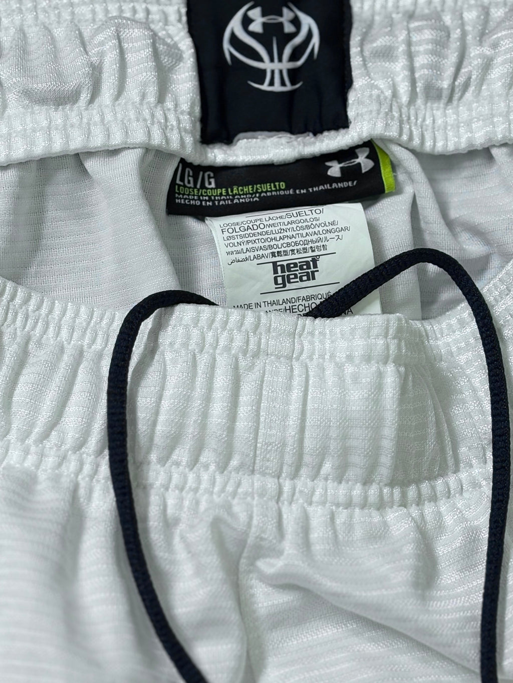 Under Armour Men's HeatGear Athletic Shorts - White with Contrast Black Hem & Logo