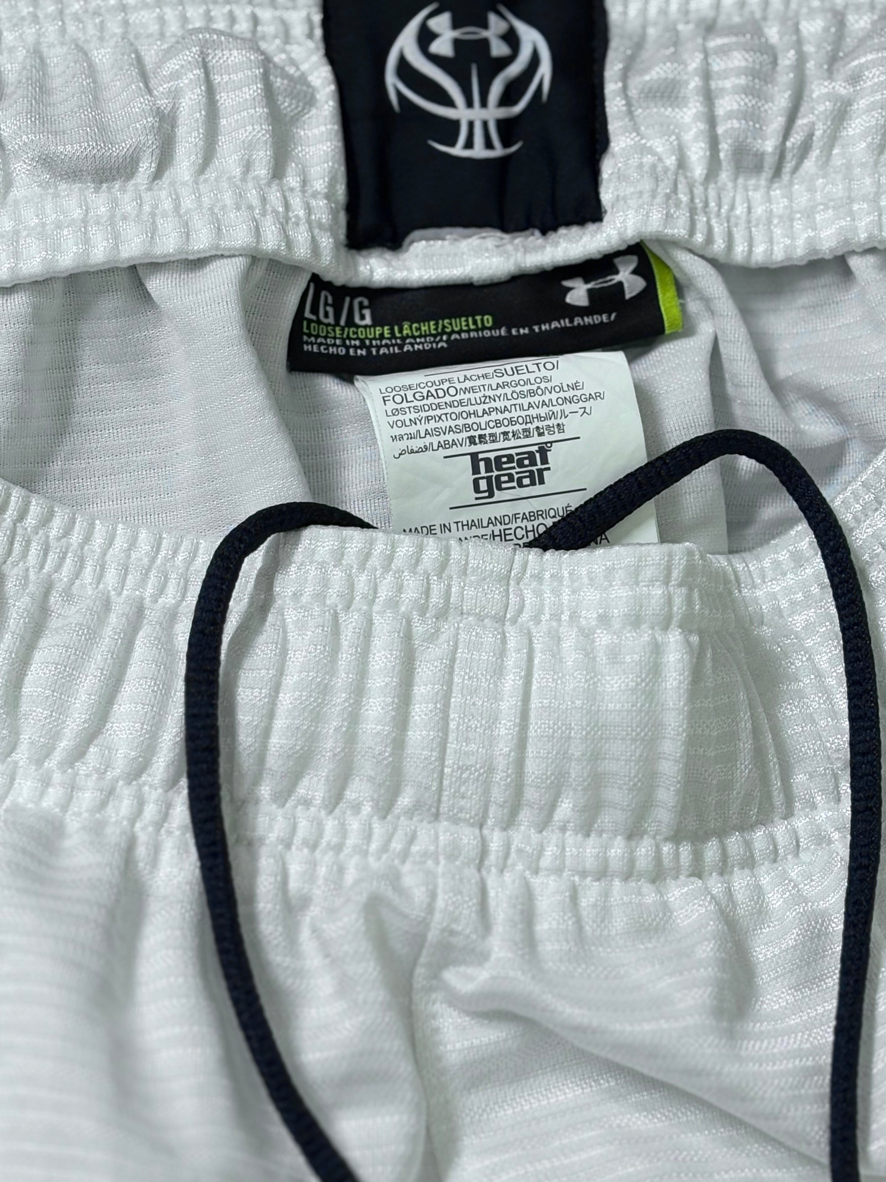 Under Armour Men's HeatGear Athletic Shorts - White with Contrast Black Hem & Logo