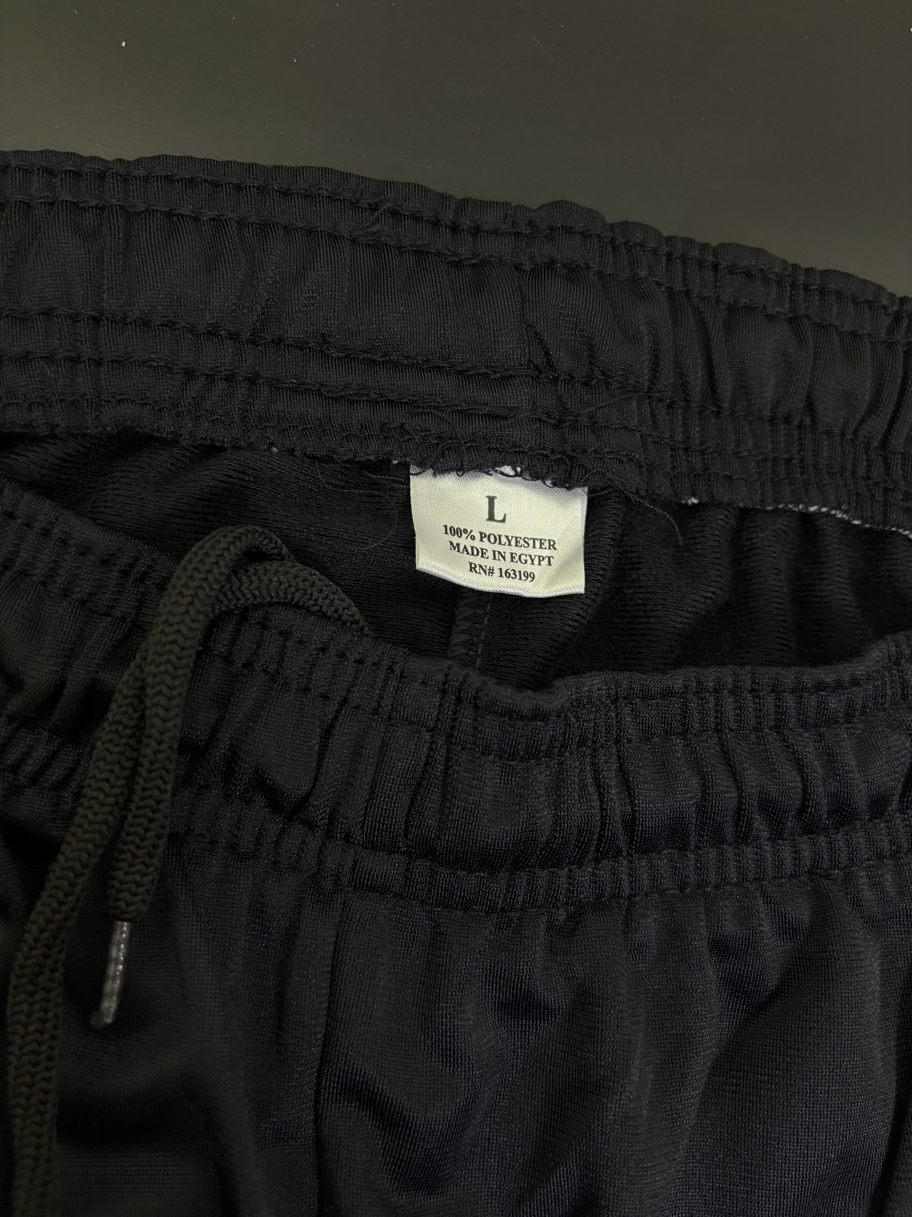 Men's Tapered Athletic Track Pants - Black with Contrast Side Stripes & Elastic Waist