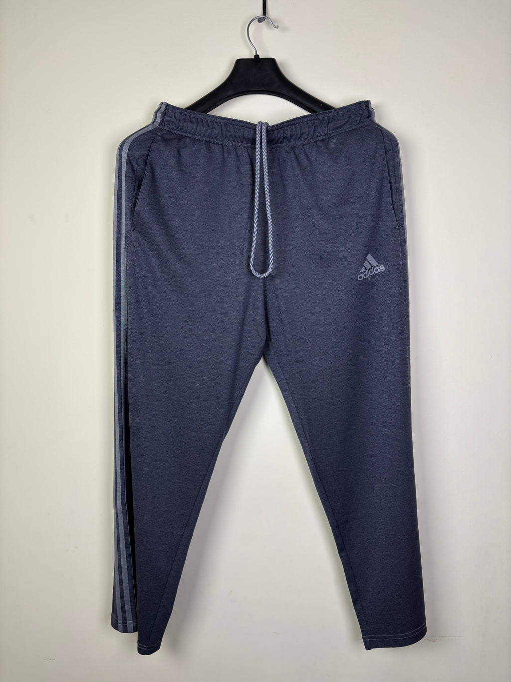 Adidas Men's Essentials Tapered Track Pants - Heather Charcoal Gray with Signature 3-Stripe Detail