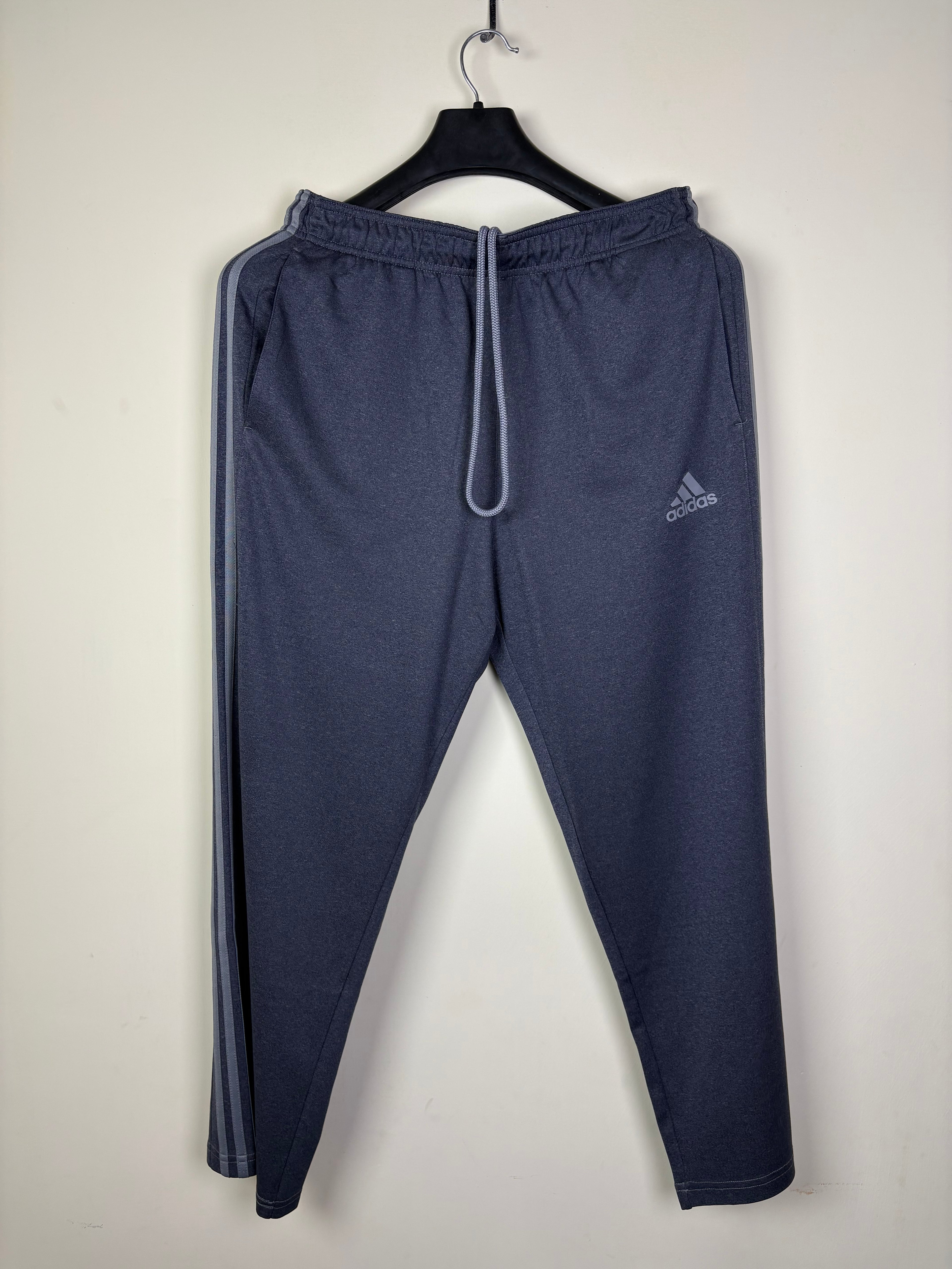 Adidas Men's Essentials Tapered Track Pants - Heather Charcoal Gray with Signature 3-Stripe Detail