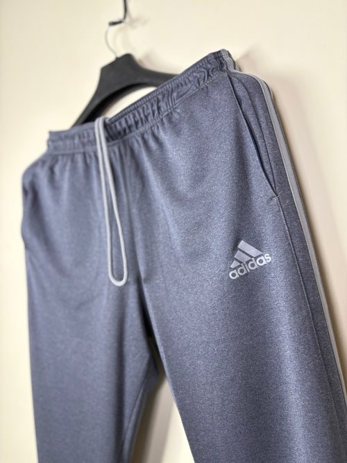 Adidas Men's Essentials Tapered Track Pants - Heather Charcoal Gray with Signature 3-Stripe Detail