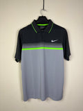 Nike Dri-FIT Men's Performance Polo - Gray Gradient with Neon Green Stripe Accents