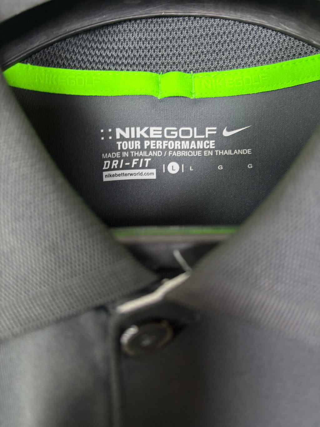 Nike Dri-FIT Men's Performance Polo - Gray Gradient with Neon Green Stripe Accents