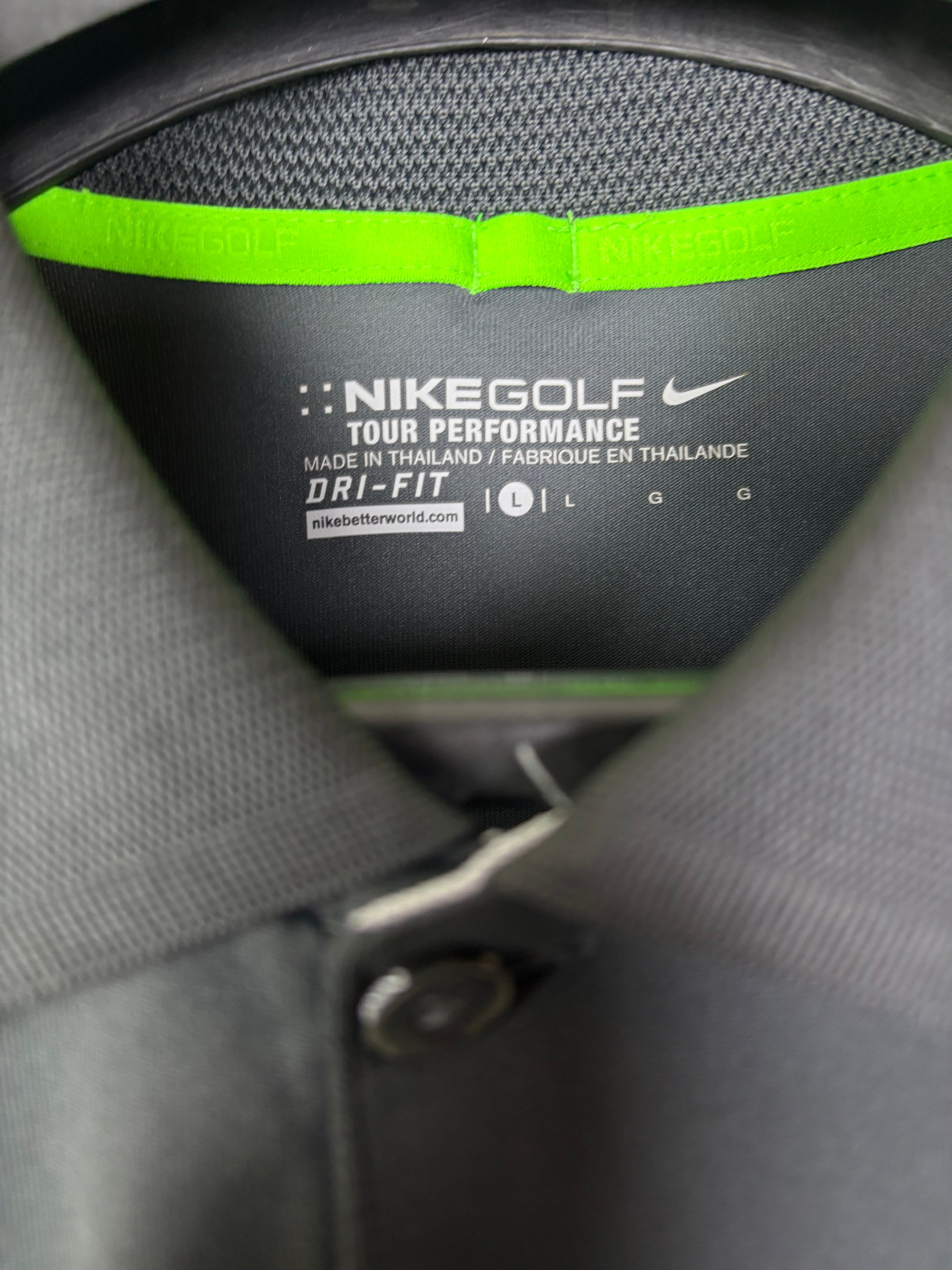 Nike Dri-FIT Men's Performance Polo - Gray Gradient with Neon Green Stripe Accents