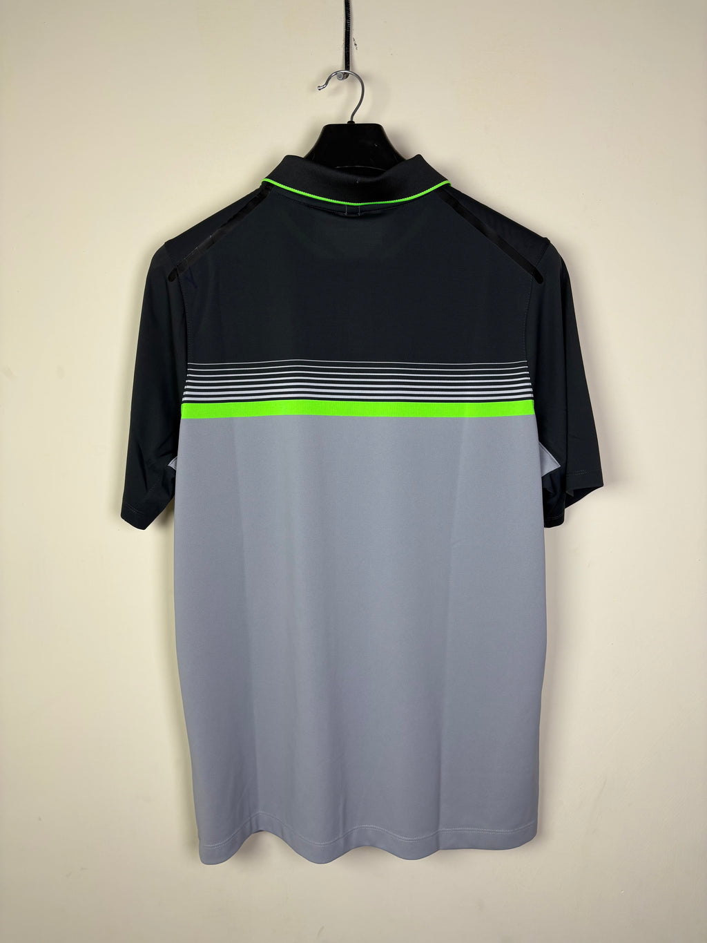 Nike Dri-FIT Men's Performance Polo - Gray Gradient with Neon Green Stripe Accents