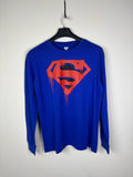 Official DC Comics Superman "Man of Steel" Drip-Graphic Long Sleeve T-Shirt - Royal Blue