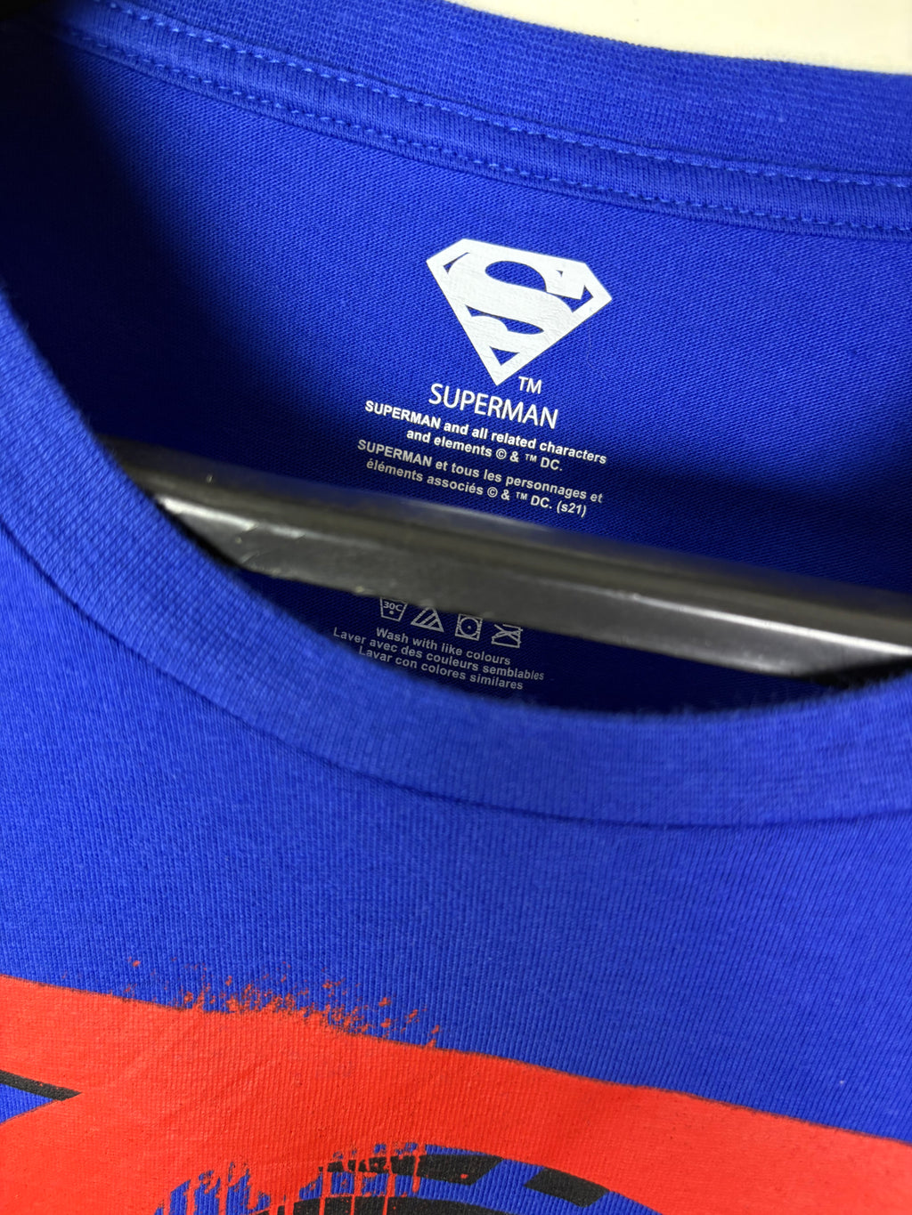 Official DC Comics Superman "Man of Steel" Drip-Graphic Long Sleeve T-Shirt - Royal Blue