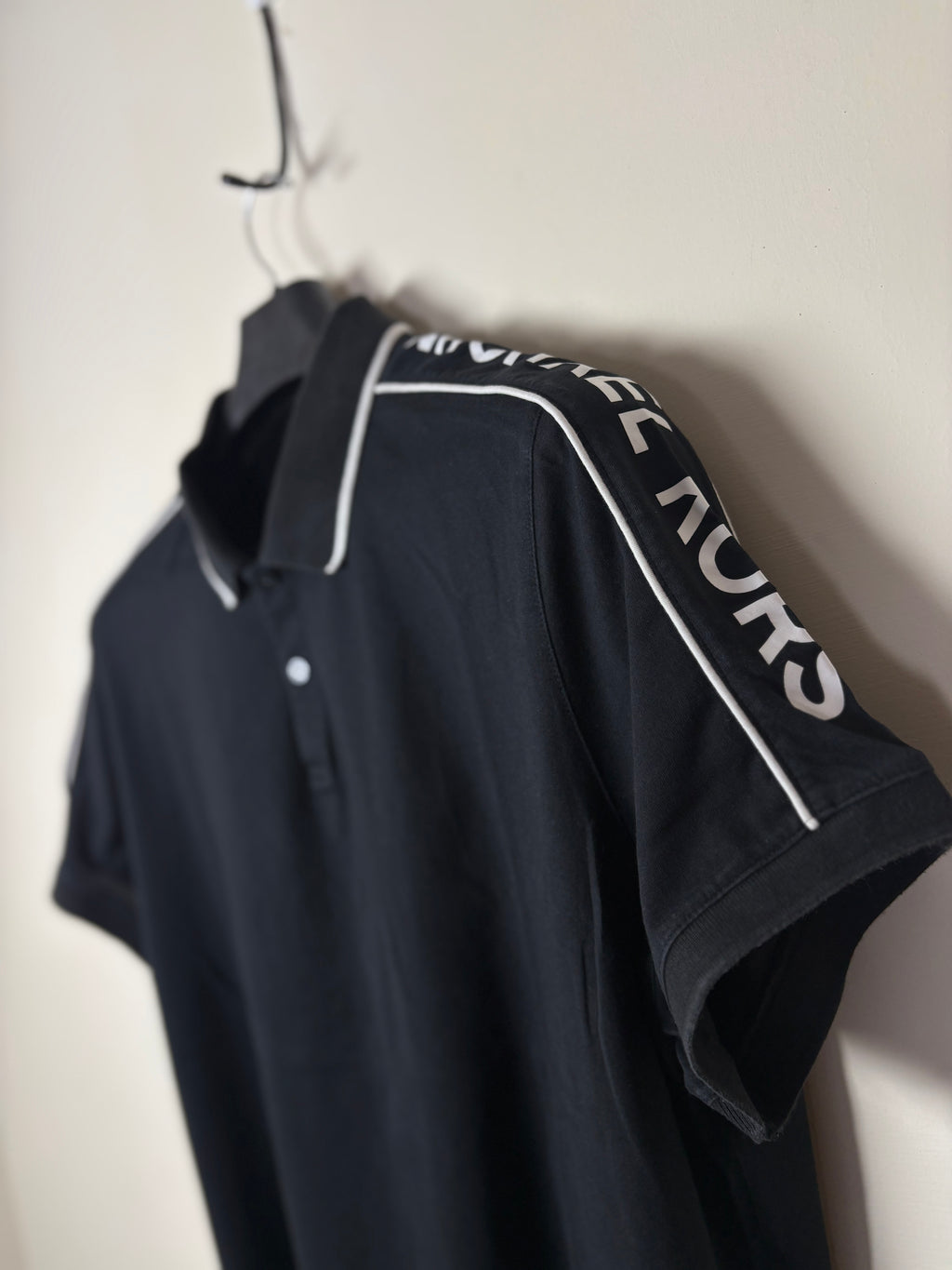 Michael Kors Men's Tape Logo Polo Shirt - Black with White Shoulder Branding