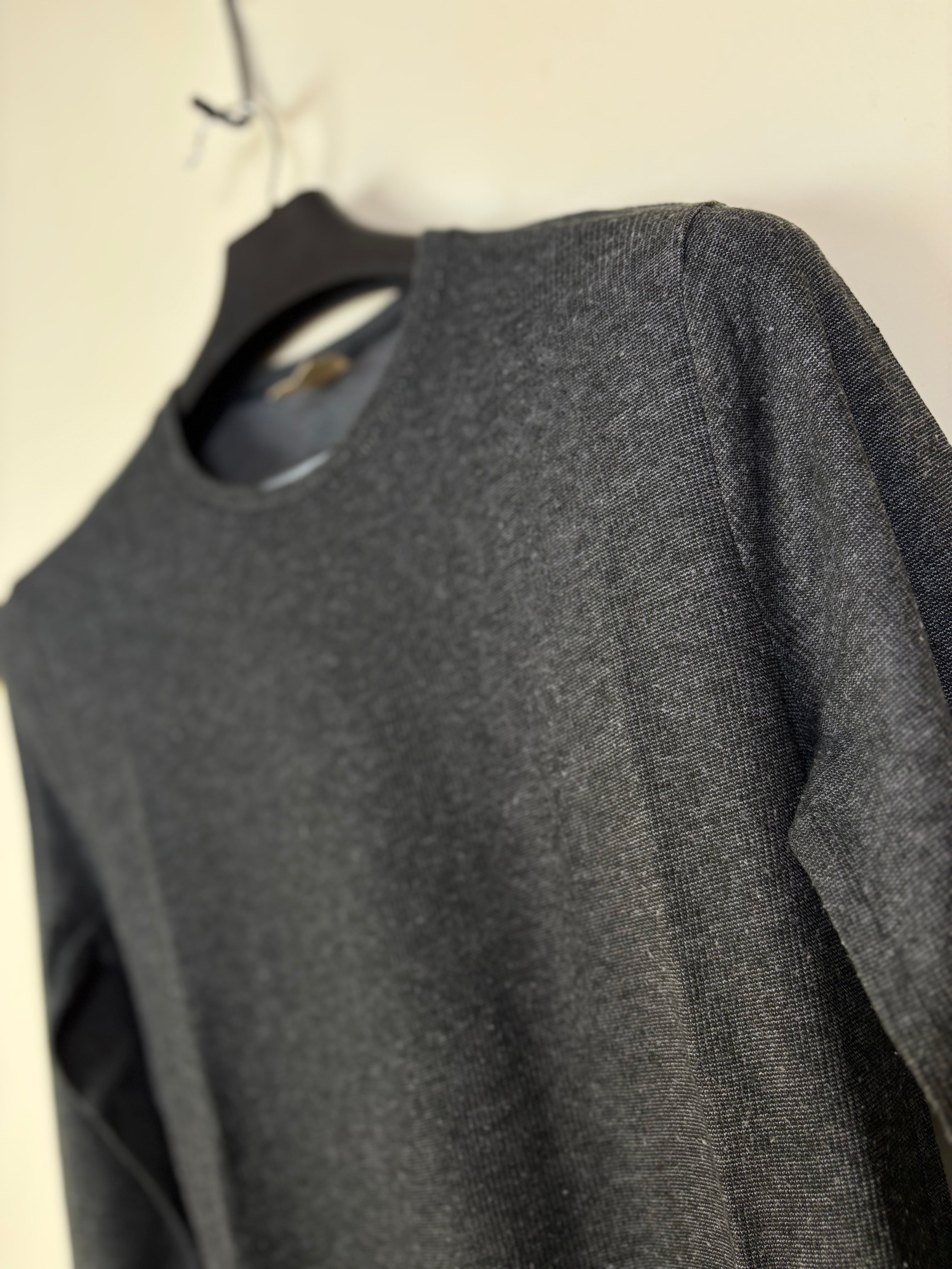 Hollister Men's Long-Sleeve Textured Crewneck T-Shirt - Charcoal Grey