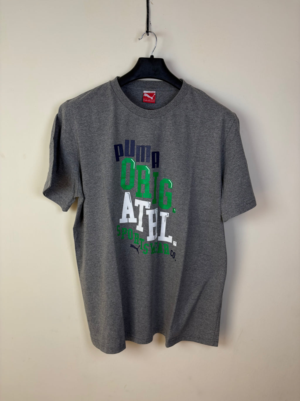 PUMA Men's Performance Graphic T-Shirt - Grey with Black, White & Green Print (Size XL)