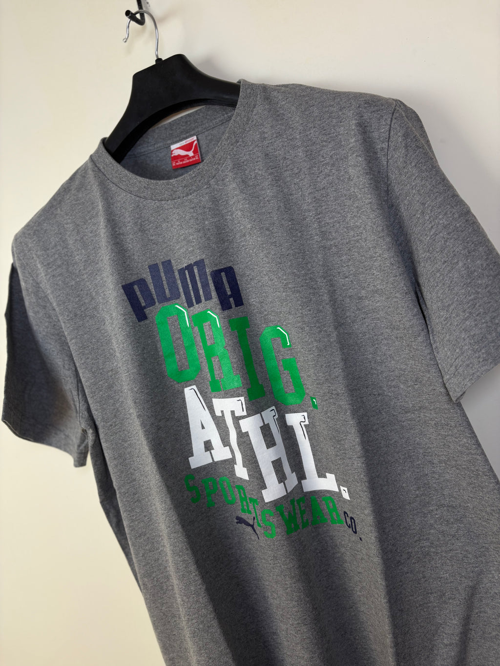 PUMA Men's Performance Graphic T-Shirt - Grey with Black, White & Green Print (Size XL)