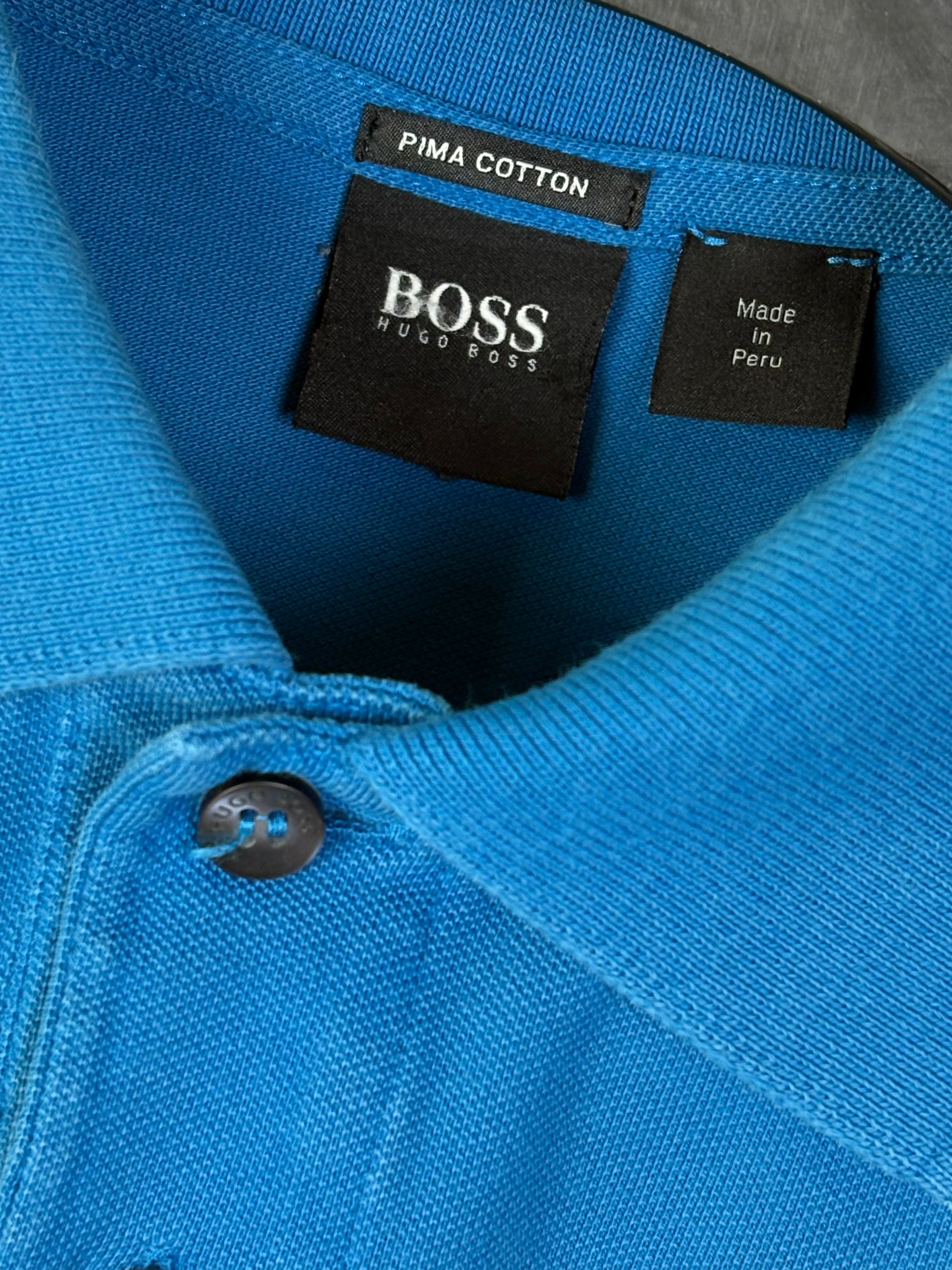 BOSS Hugo Boss Men's Pima Cotton Regular Fit Polo Shirt - Bright Blue (L)