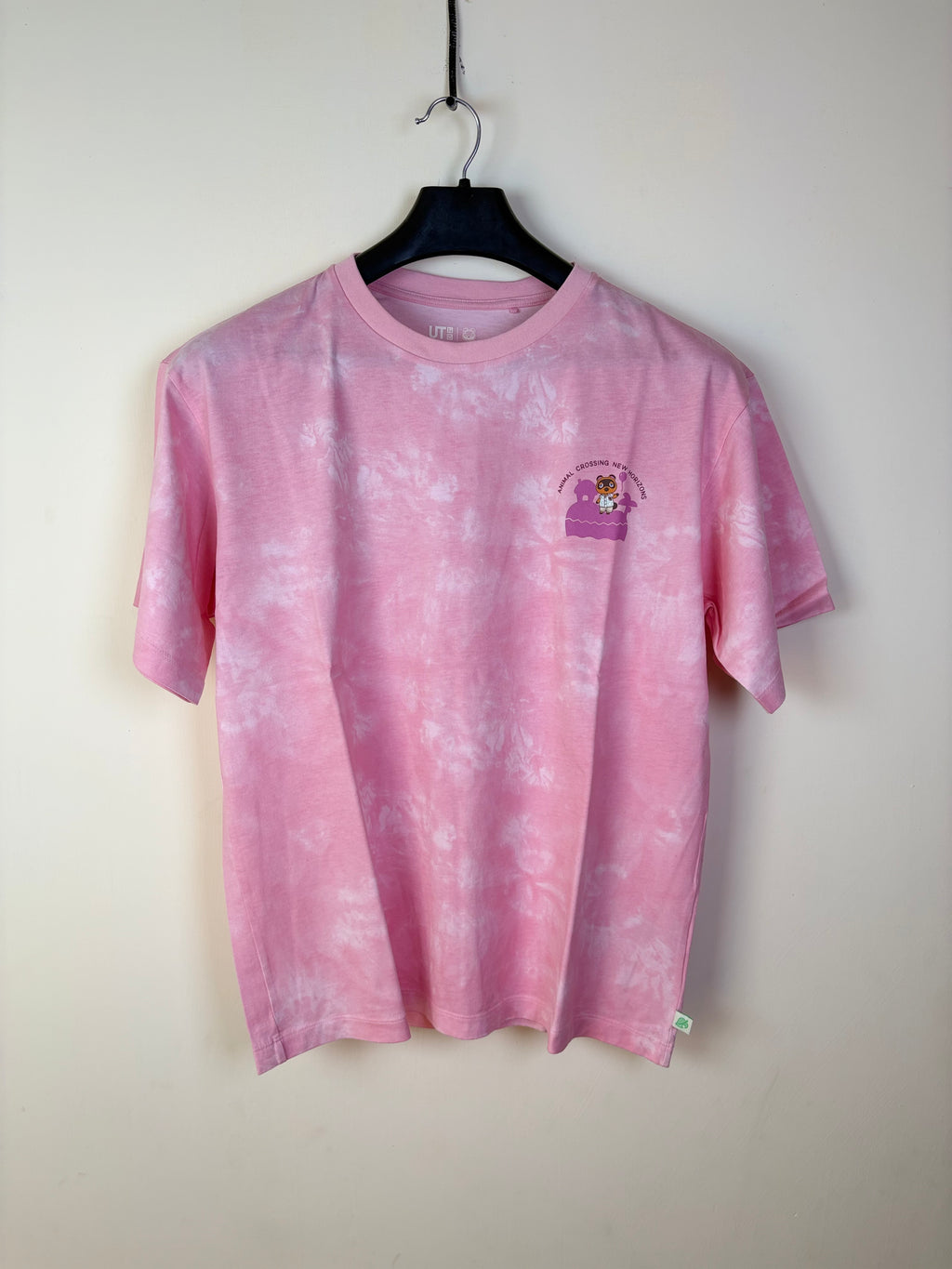 Uniqlo UT Men's Animal Crossing: New Horizons Tom Nook Graphic T-Shirt - Pink Tie-Dye (L)