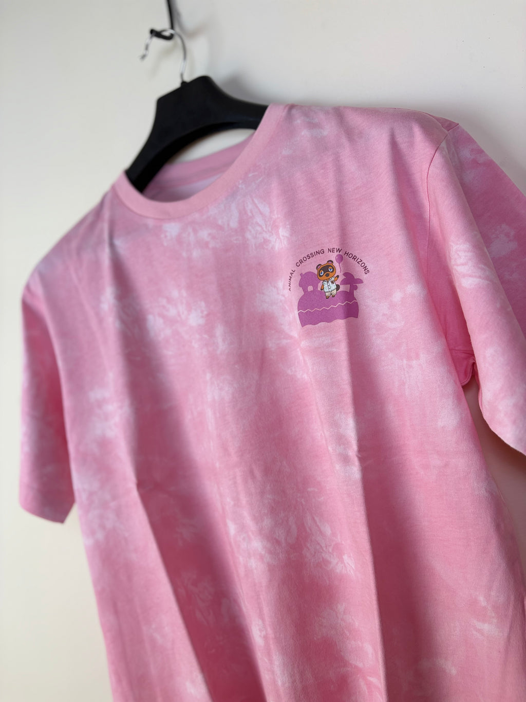 Uniqlo UT Men's Animal Crossing: New Horizons Tom Nook Graphic T-Shirt - Pink Tie-Dye (L)