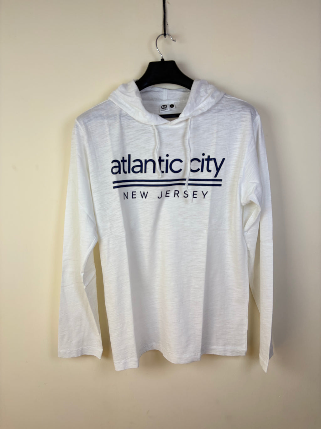 Lagaci Men's Atlantic City New Jersey Graphic Fleece Hoodie - Charcoal (L)
