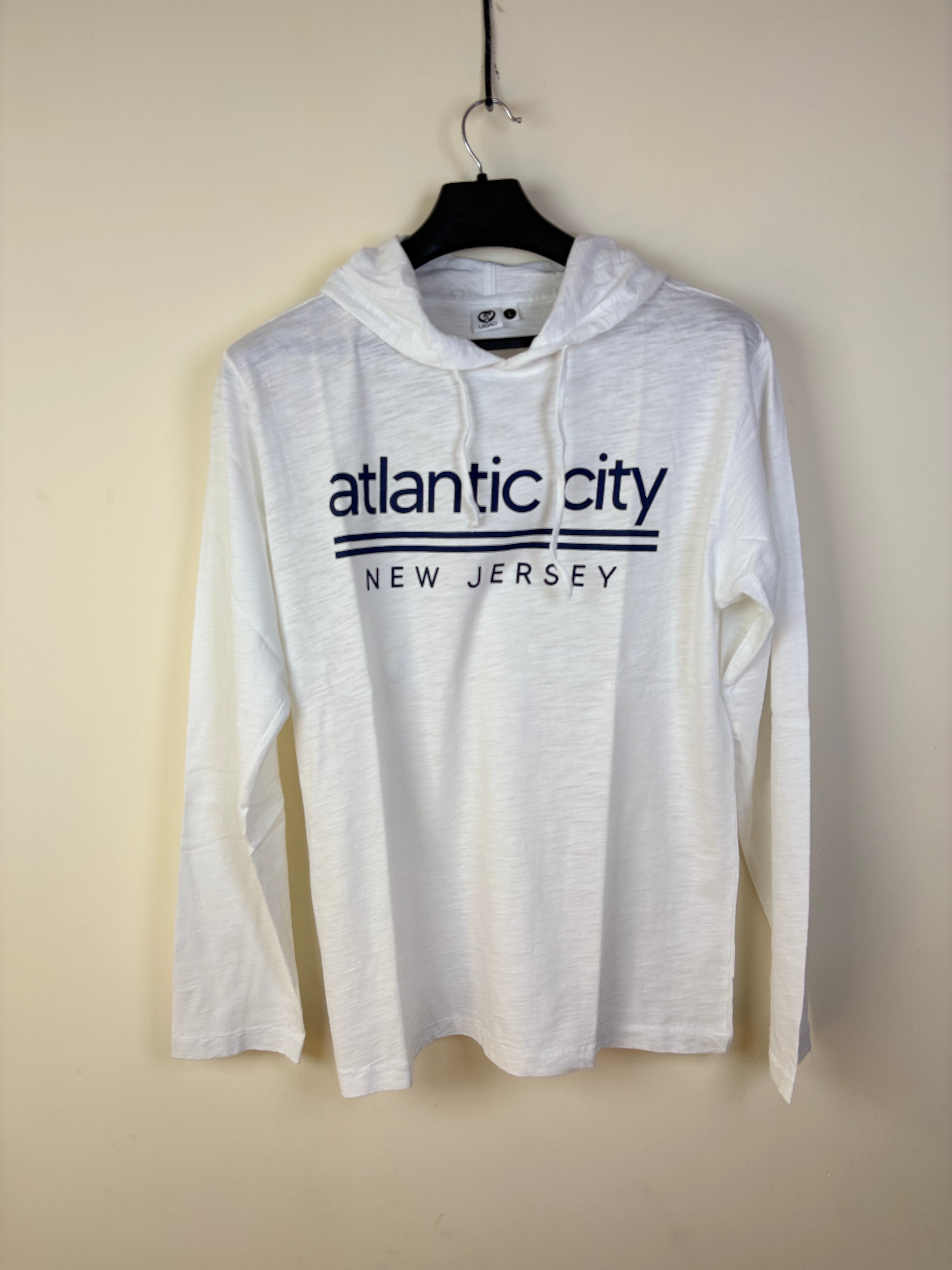 Lagaci Men's Atlantic City New Jersey Graphic Fleece Hoodie - Charcoal (L)