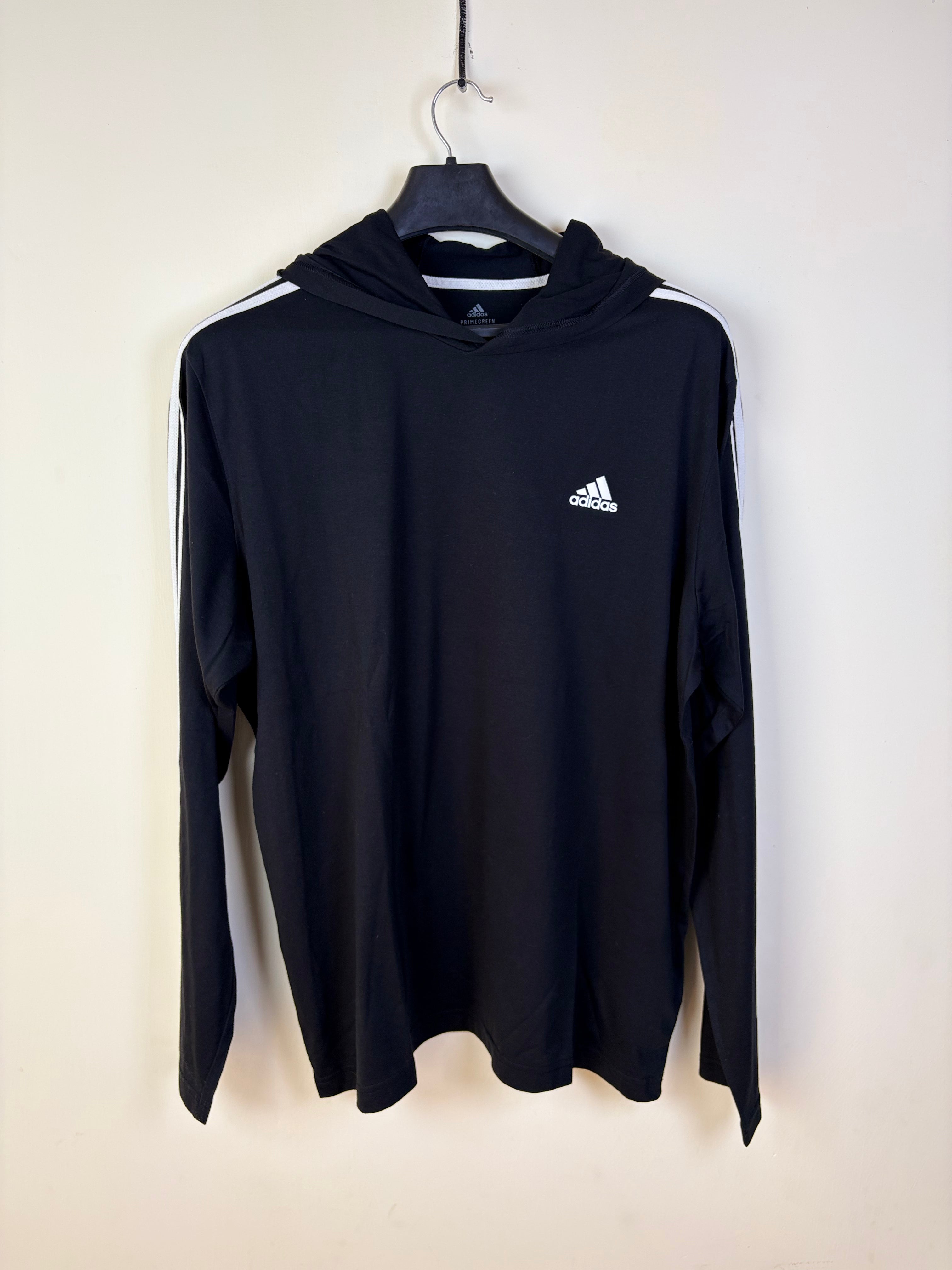 Adidas Men's Prime green 3-Stripes Training Hoodie - Black (XL)