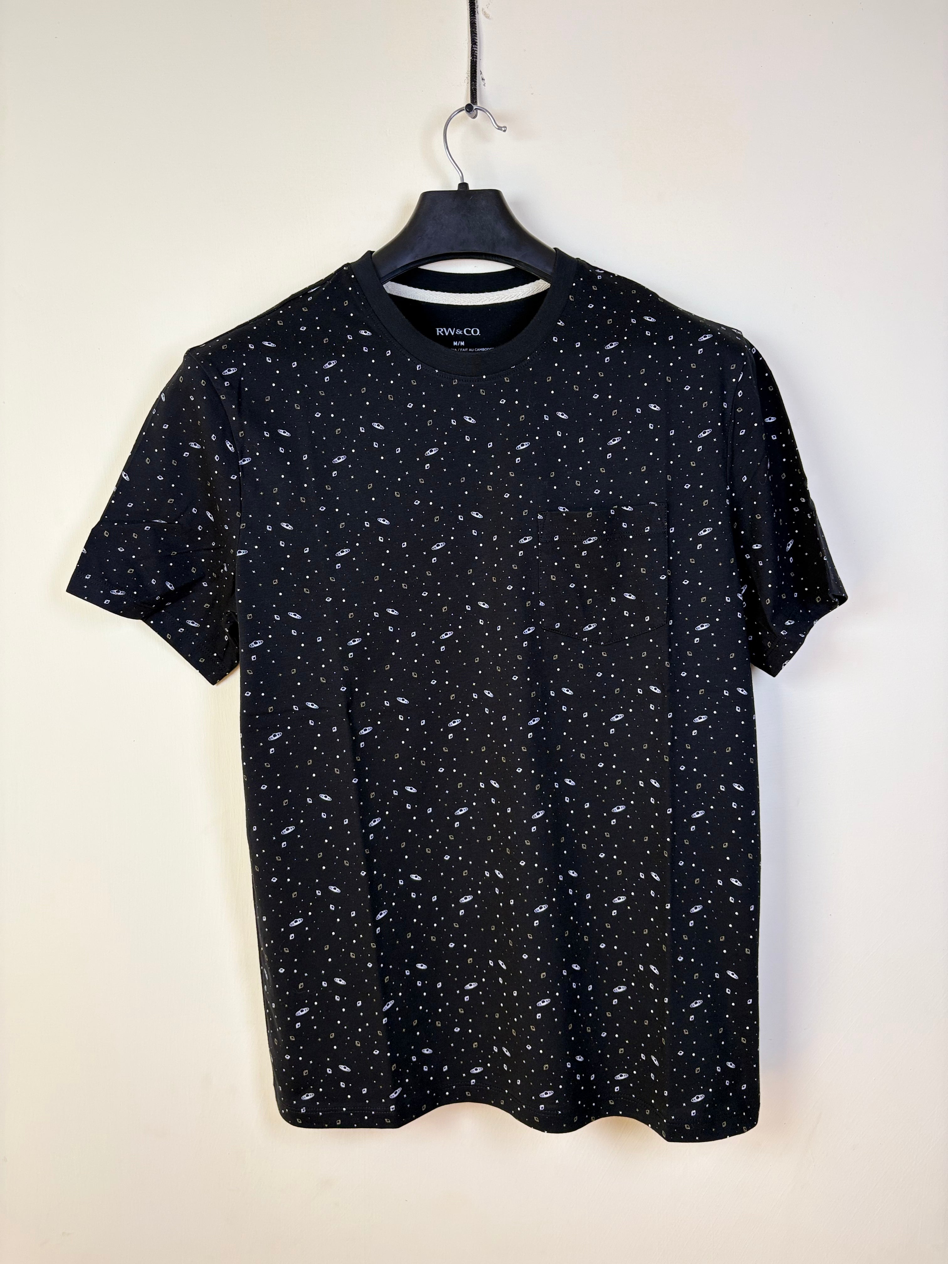 RW&CO Men's Graphic Performance Training T-Shirt - Grey with Planetary Print