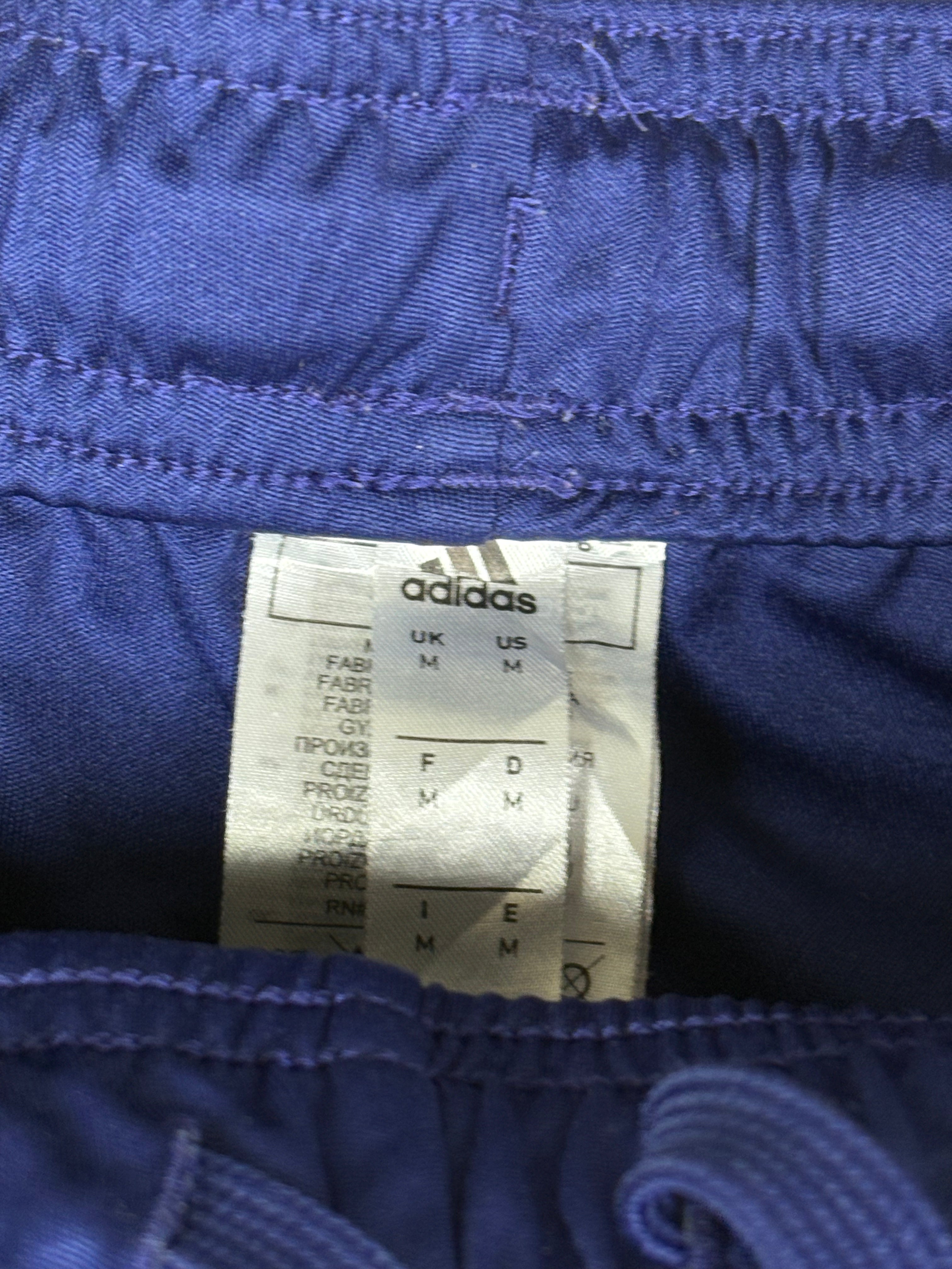 Adidas 3-Stripe Navy Blue Athletic Shorts with White Side Panels - Men's Size Medium