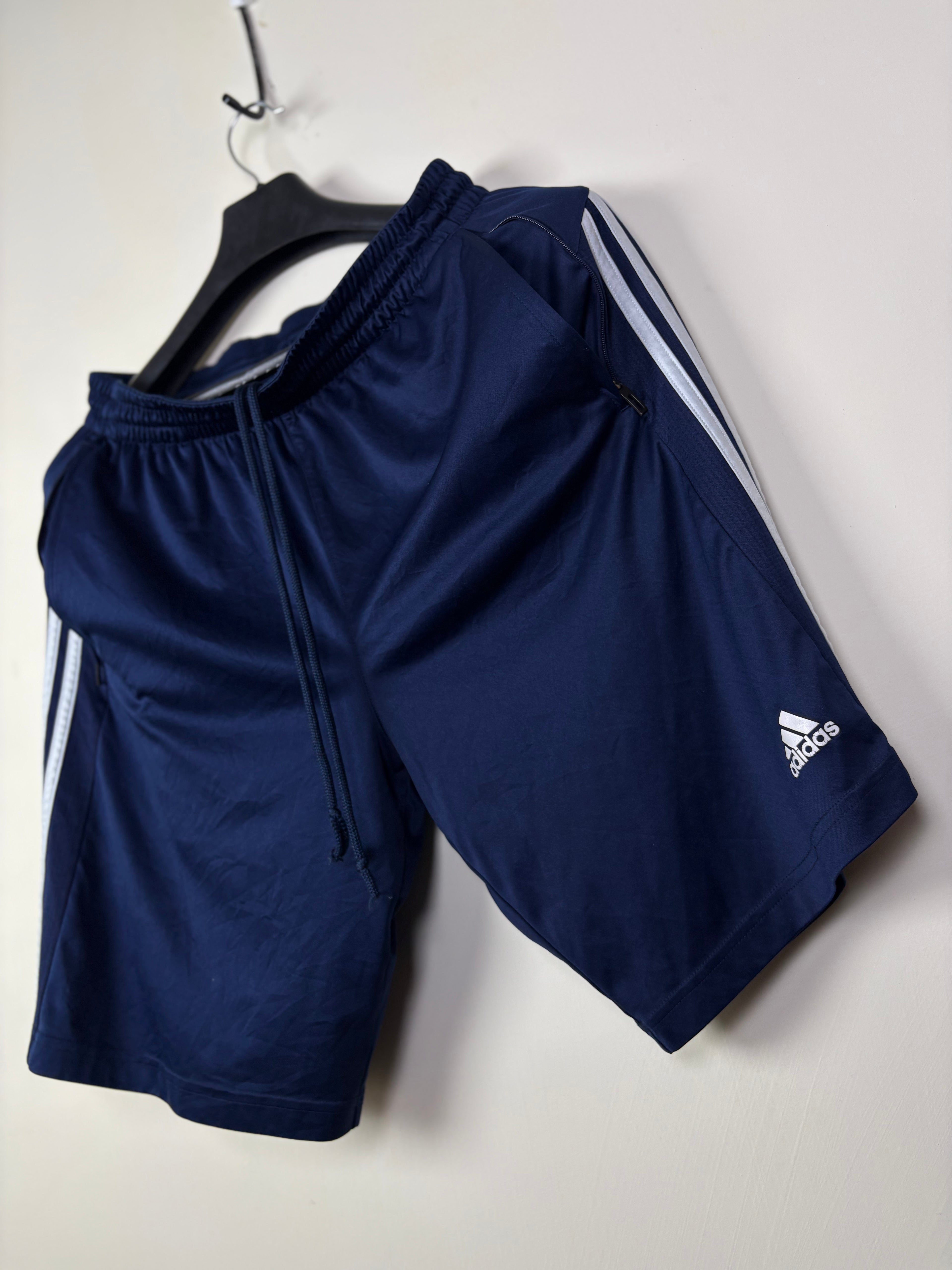 Adidas Climalite Navy Blue 3-Stripes Training Shorts - Size Large