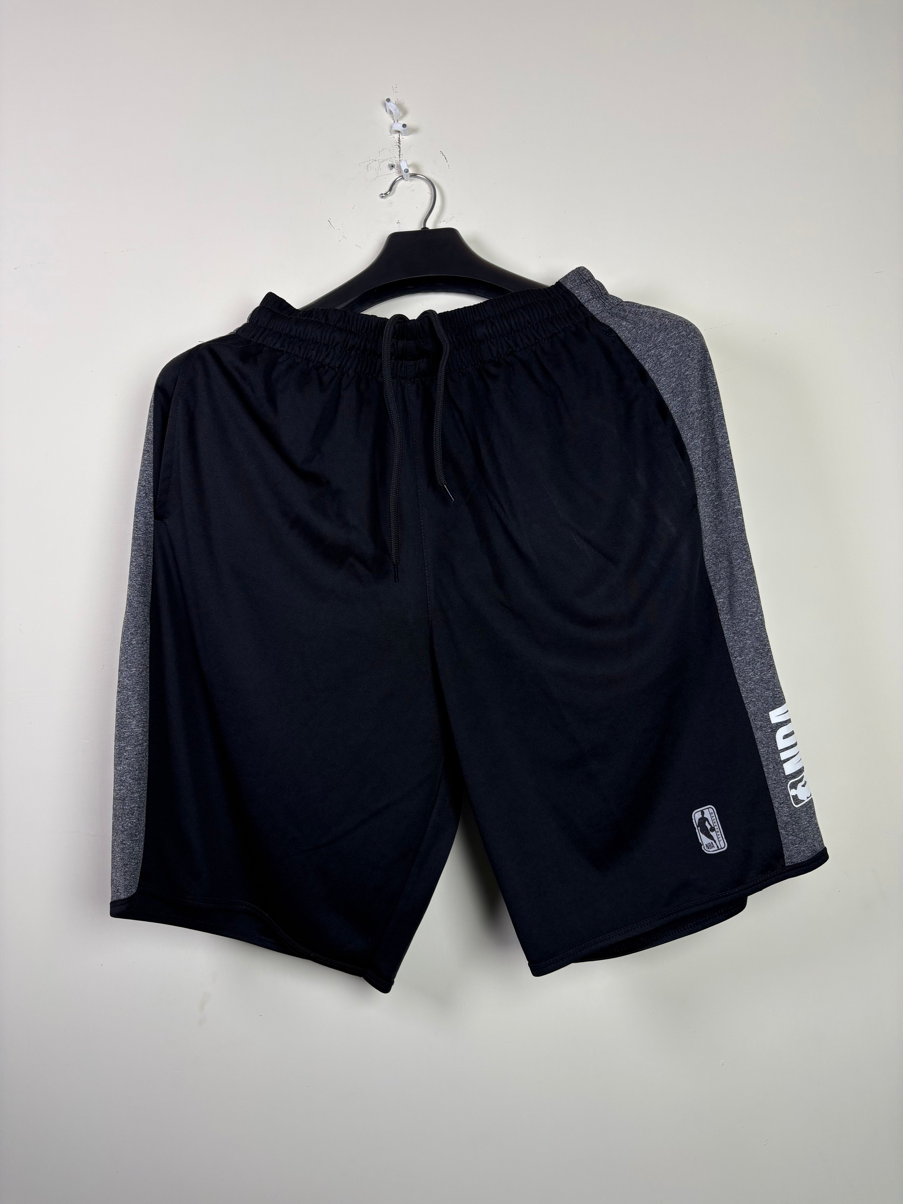 NBA Black and Grey Side Panel Mesh Basketball Shorts Large