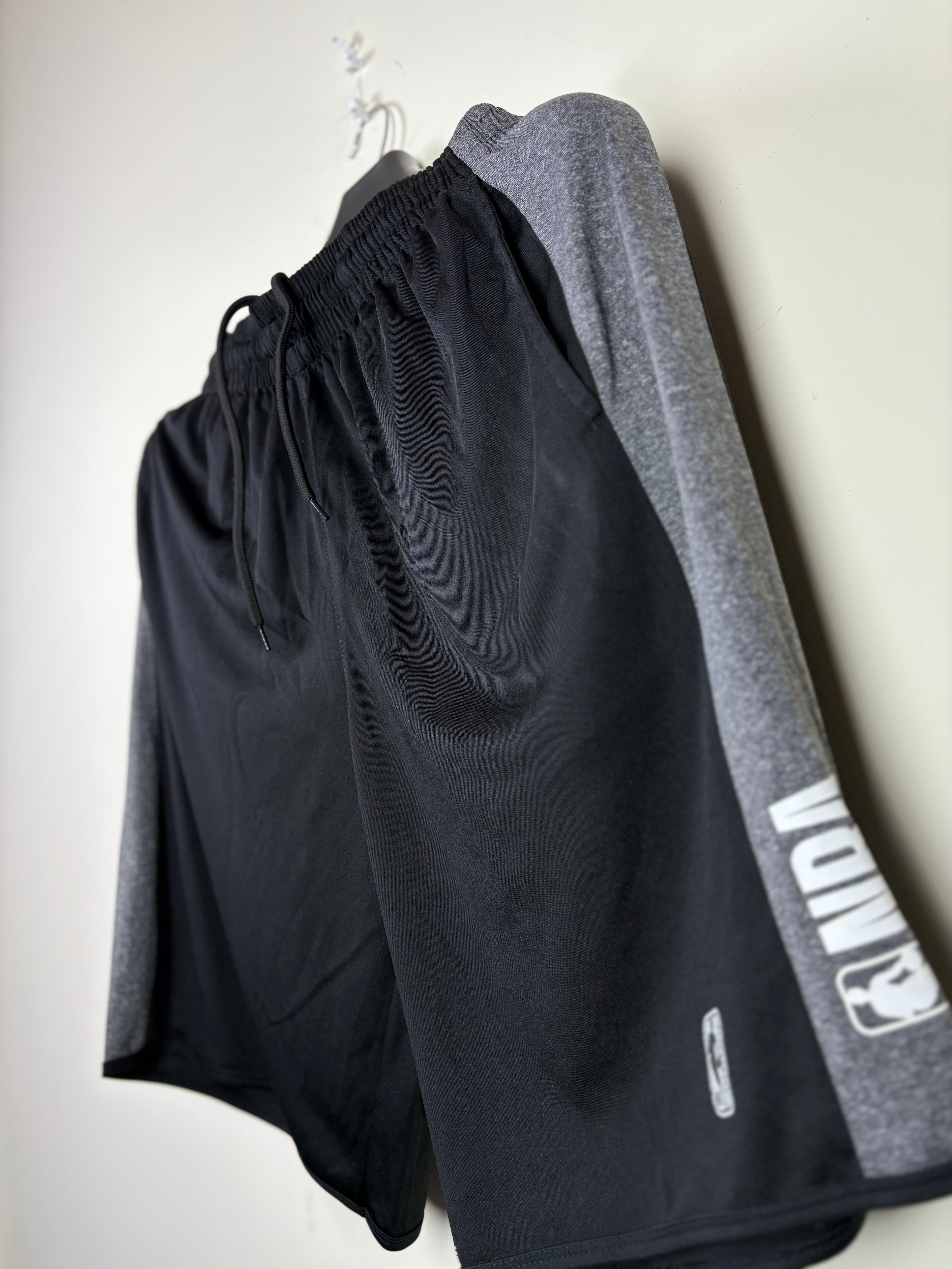 NBA Black and Grey Side Panel Mesh Basketball Shorts Large