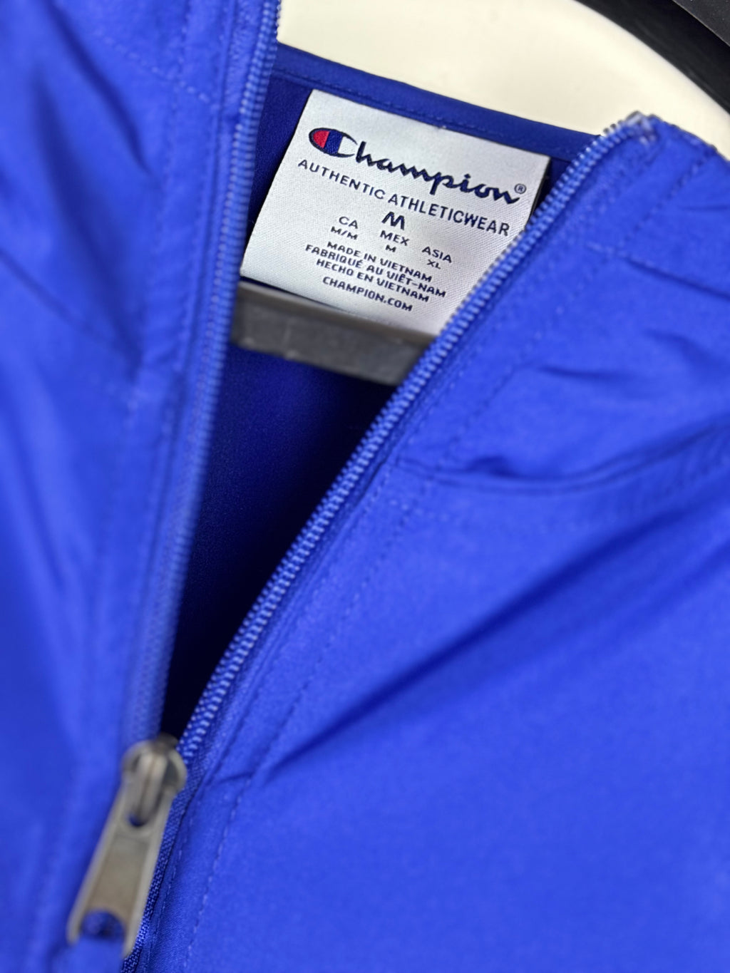 Champion Packable Cobalt Blue Windbreaker Jacket Medium